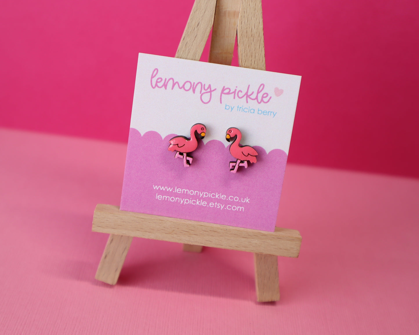 Flamingo Earrings | Handpainted Wooden Studs