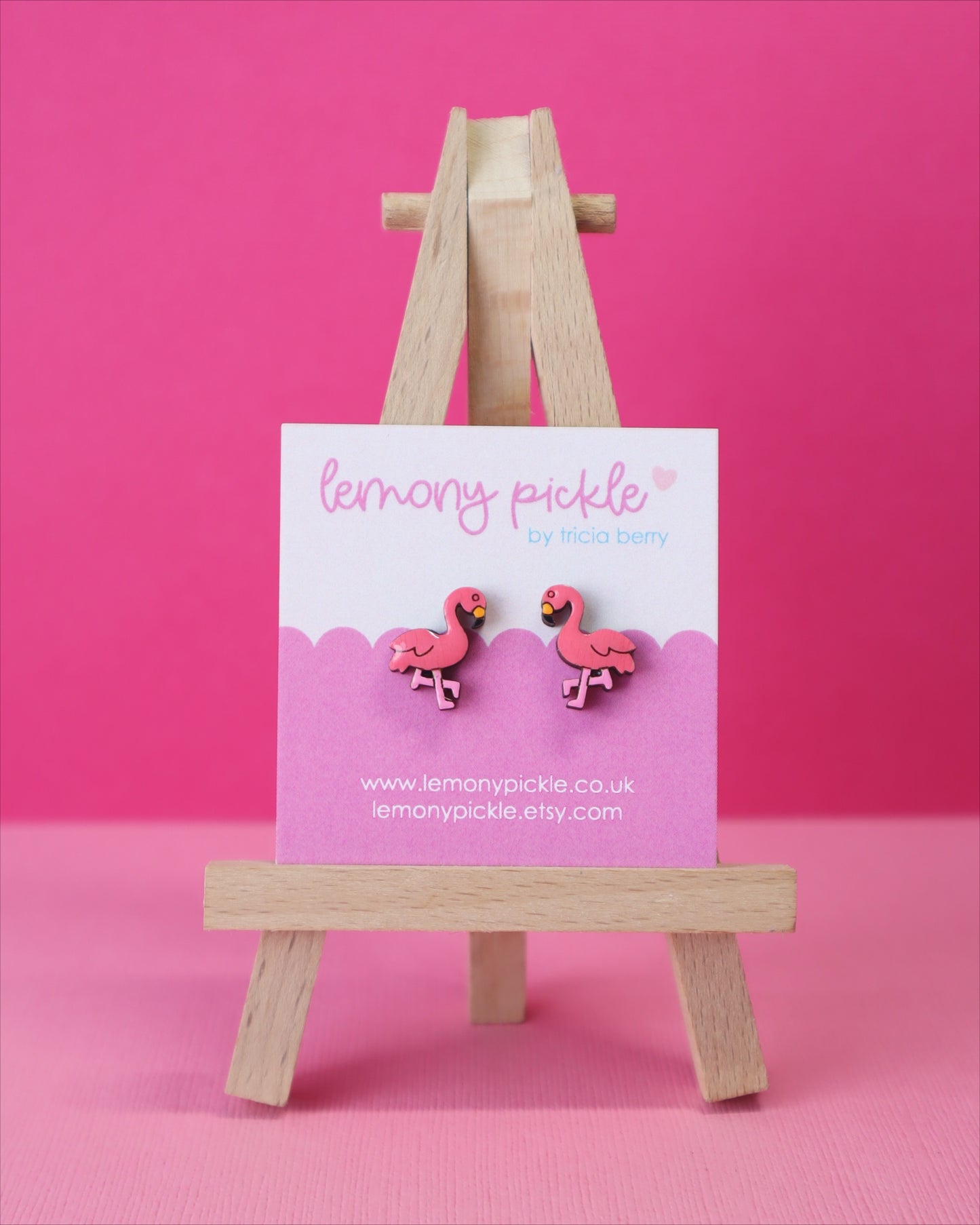 Flamingo Earrings | Handpainted Wooden Studs