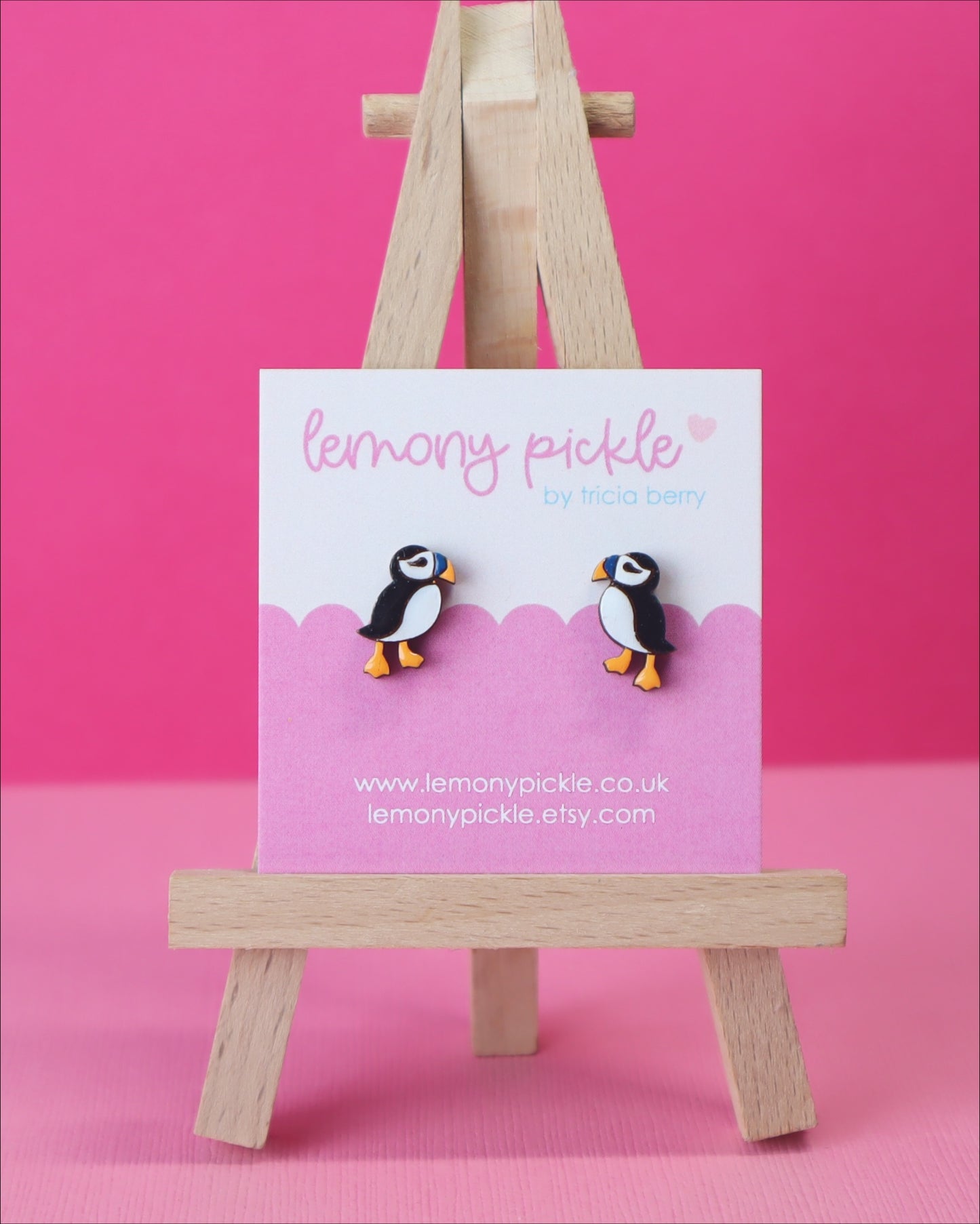 Puffin Earrings | Handpainted Wooden Studs