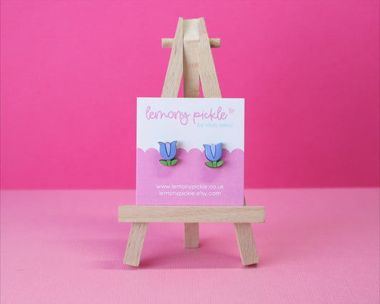 Tulip Earrings | Handpainted Wooden Studs