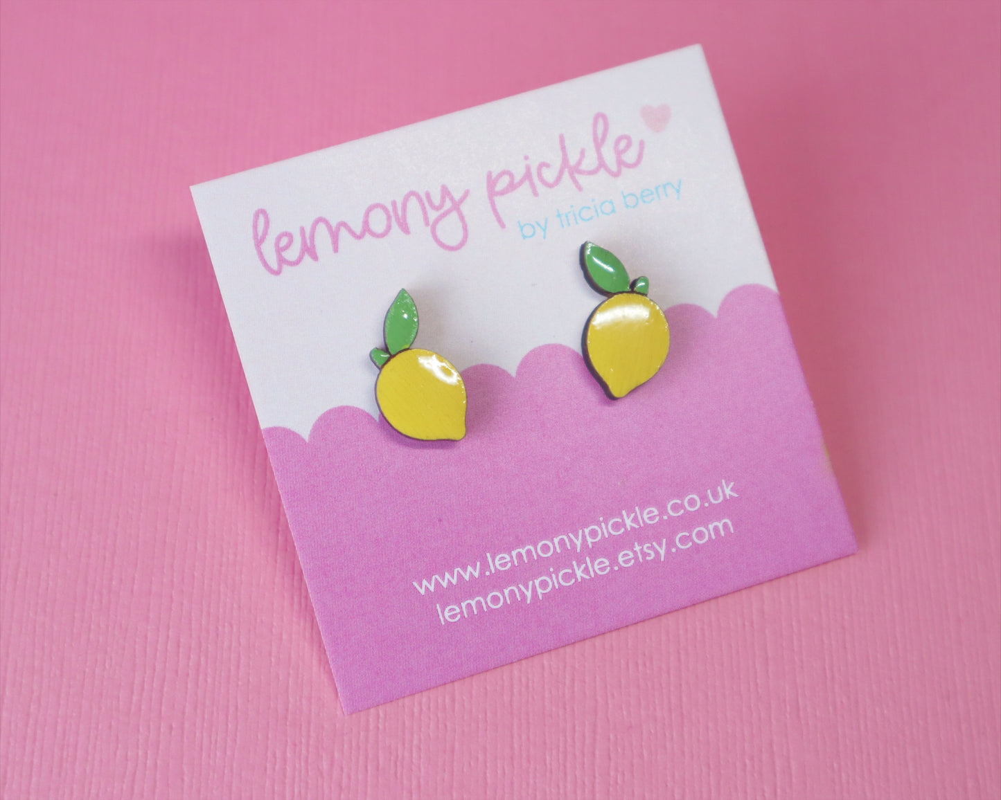 Lemon Earrings | Handpainted Wooden Studs