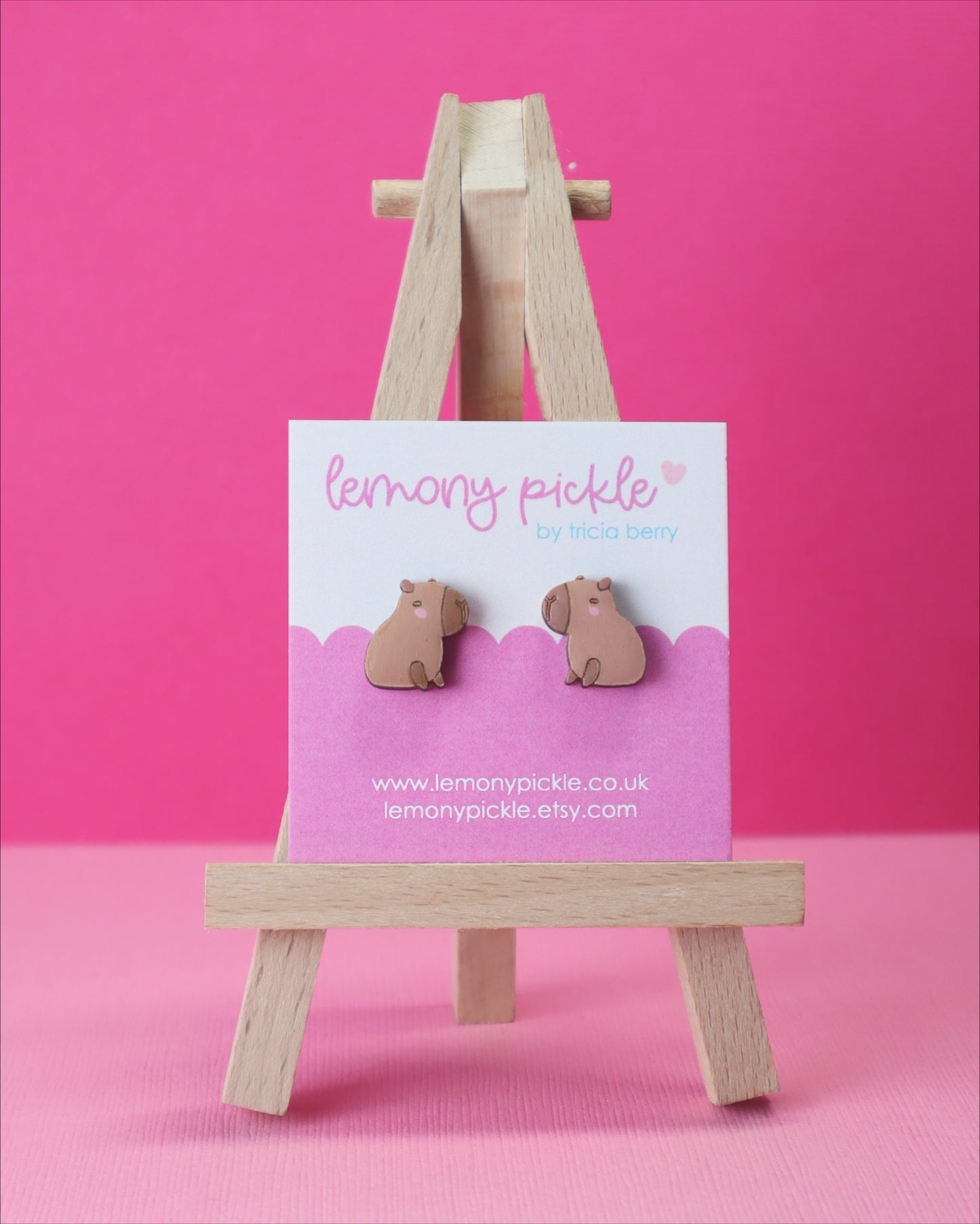 Capybara Earrings | Handpainted Wooden Studs