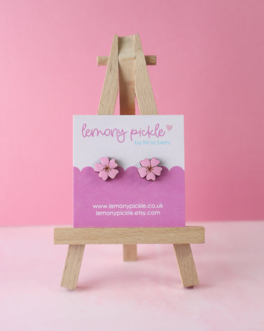 Blossom Earrings | Handpainted Wooden Studs