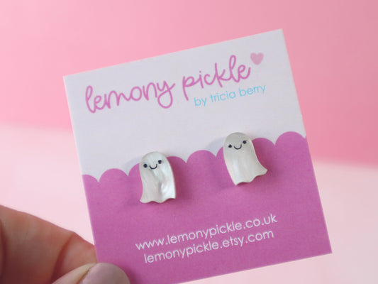 Cute Ghost Earrings | Handpainted Acrylic Studs