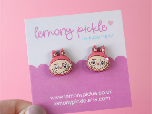 Little Monster Earrings | Handpainted Wooden Studs