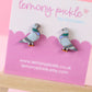 Pigeon Earrings | Handpainted Wooden Studs