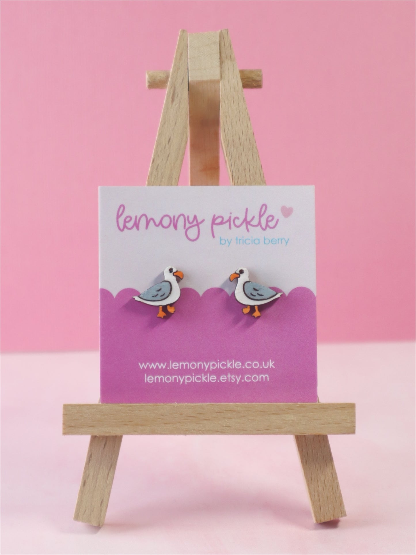 Seagull Earrings | Handpainted Wooden Studs