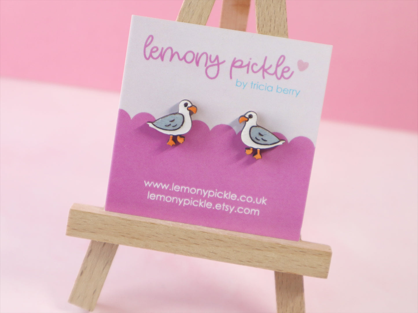 Seagull Earrings | Handpainted Wooden Studs