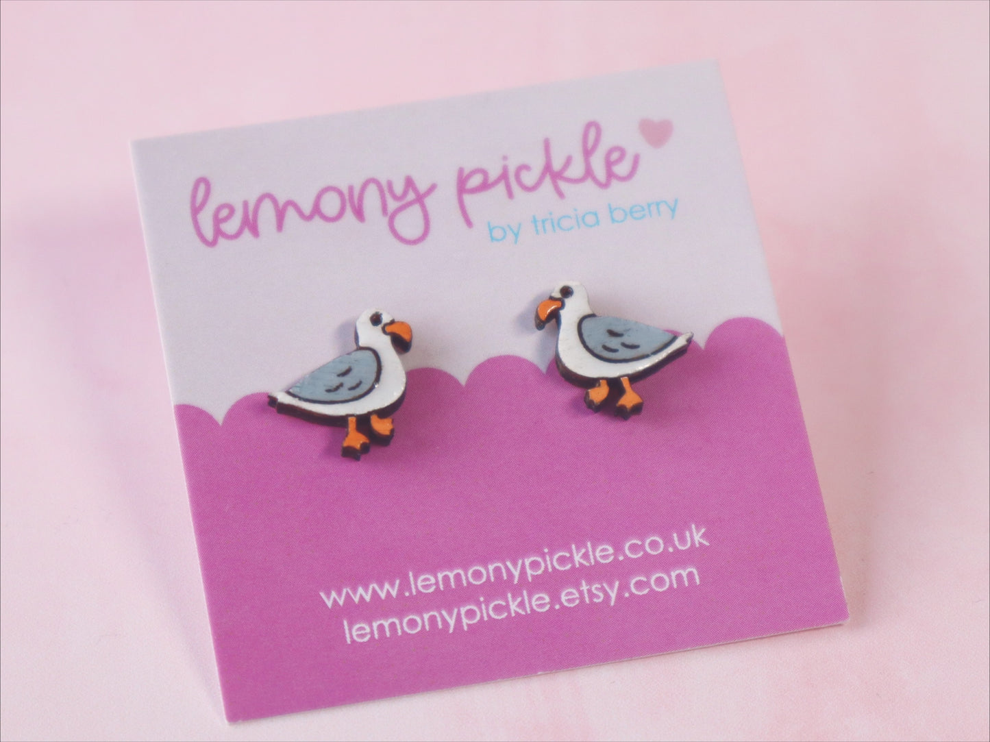 Seagull Earrings | Handpainted Wooden Studs