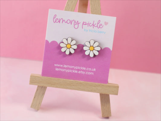 Daisy Earrings | Handpainted Wooden Studs