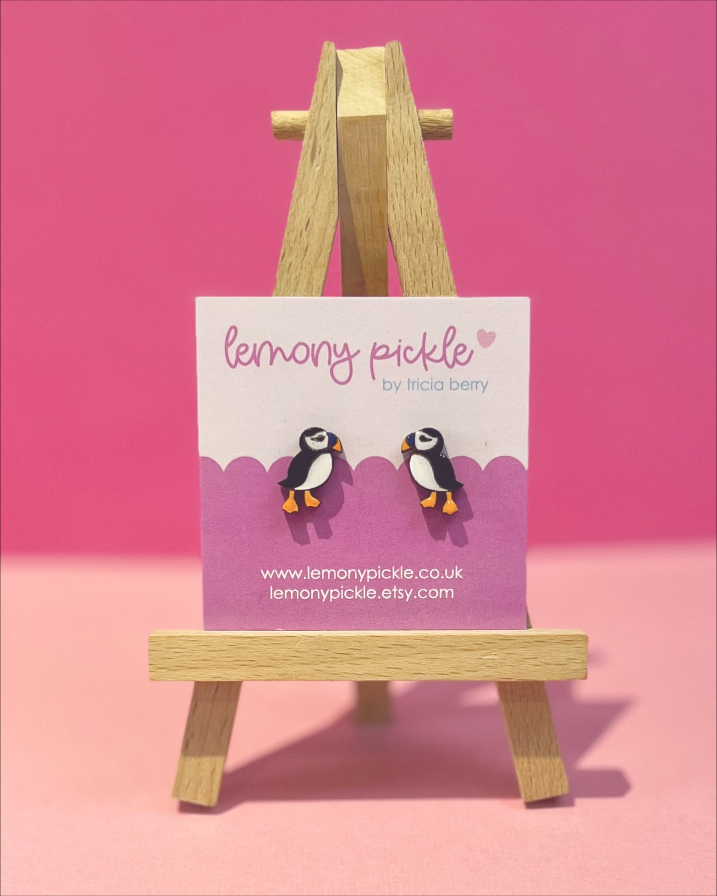 Puffin Earrings | Handpainted Wooden Studs