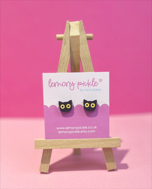 Black Cat | Handpainted Acrylic Studs