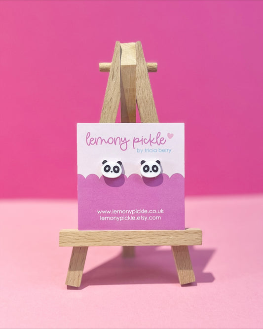 Cute Panda Earrings | Handpainted Acrylic Studs