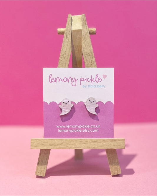 Cute Ghostie Earrings | Handpainted Acrylic Studs