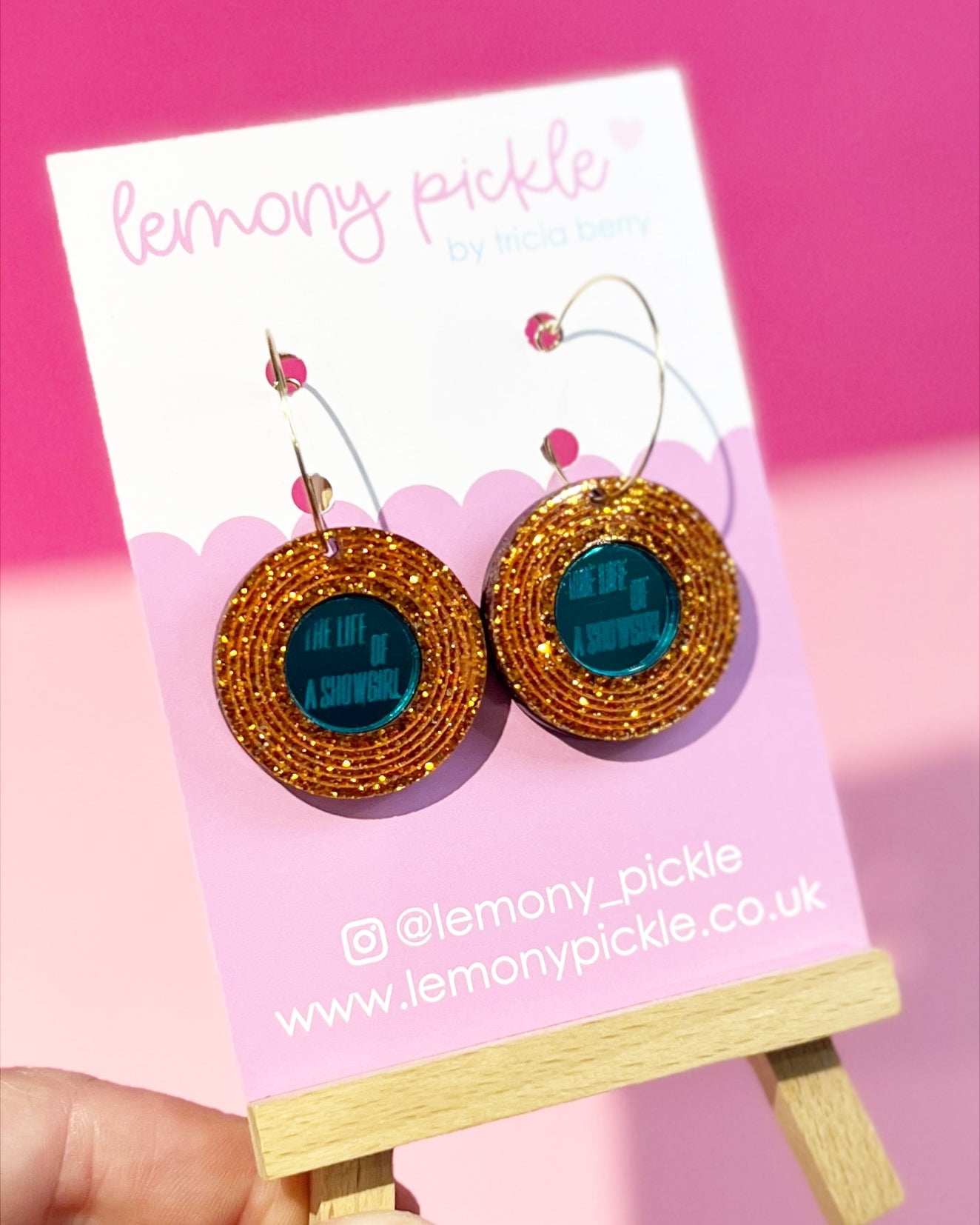 Showgirl Inspired | Orange and Blue Vinyl Dangles