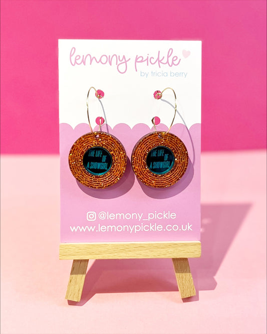 Showgirl Inspired | Orange and Blue Vinyl Dangles
