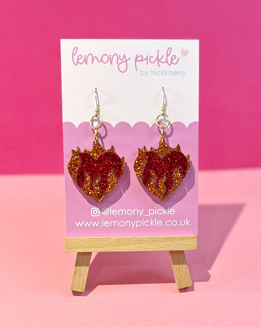 Showgirl Inspired | Flaming Heart Dangles