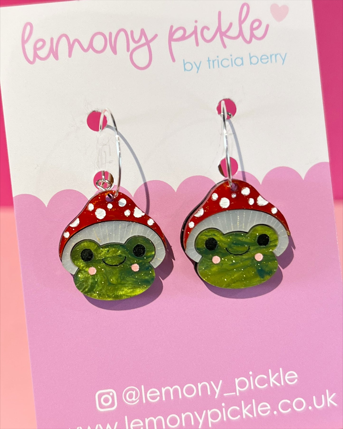 Mushroom Frogs | Acrylic Earrings