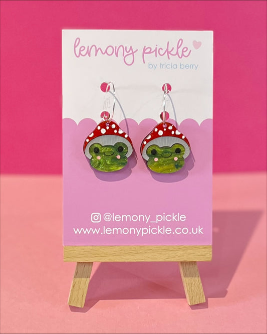 Mushroom Frogs | Acrylic Earrings