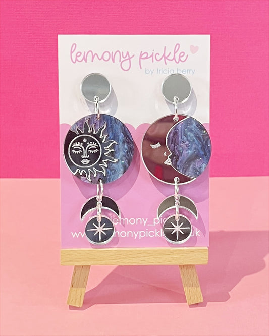 Statement Sun and Moon | Acrylic Earrings