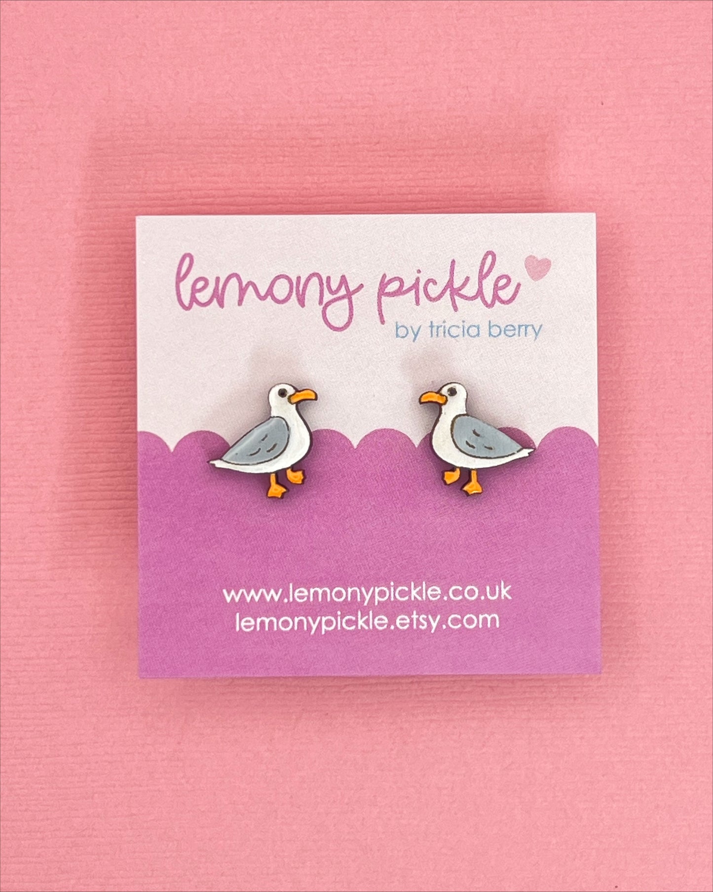 Seagull Earrings | Handpainted Wooden Studs