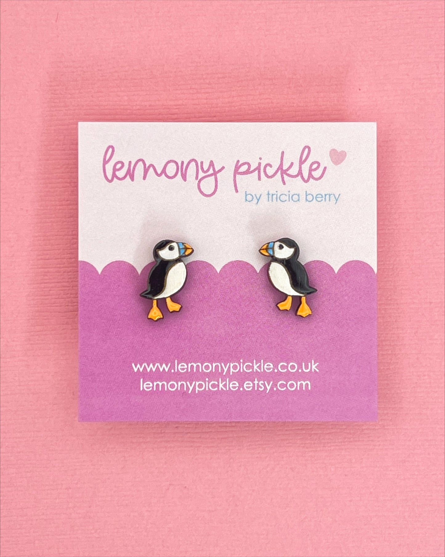 Puffin Earrings | Handpainted Wooden Studs