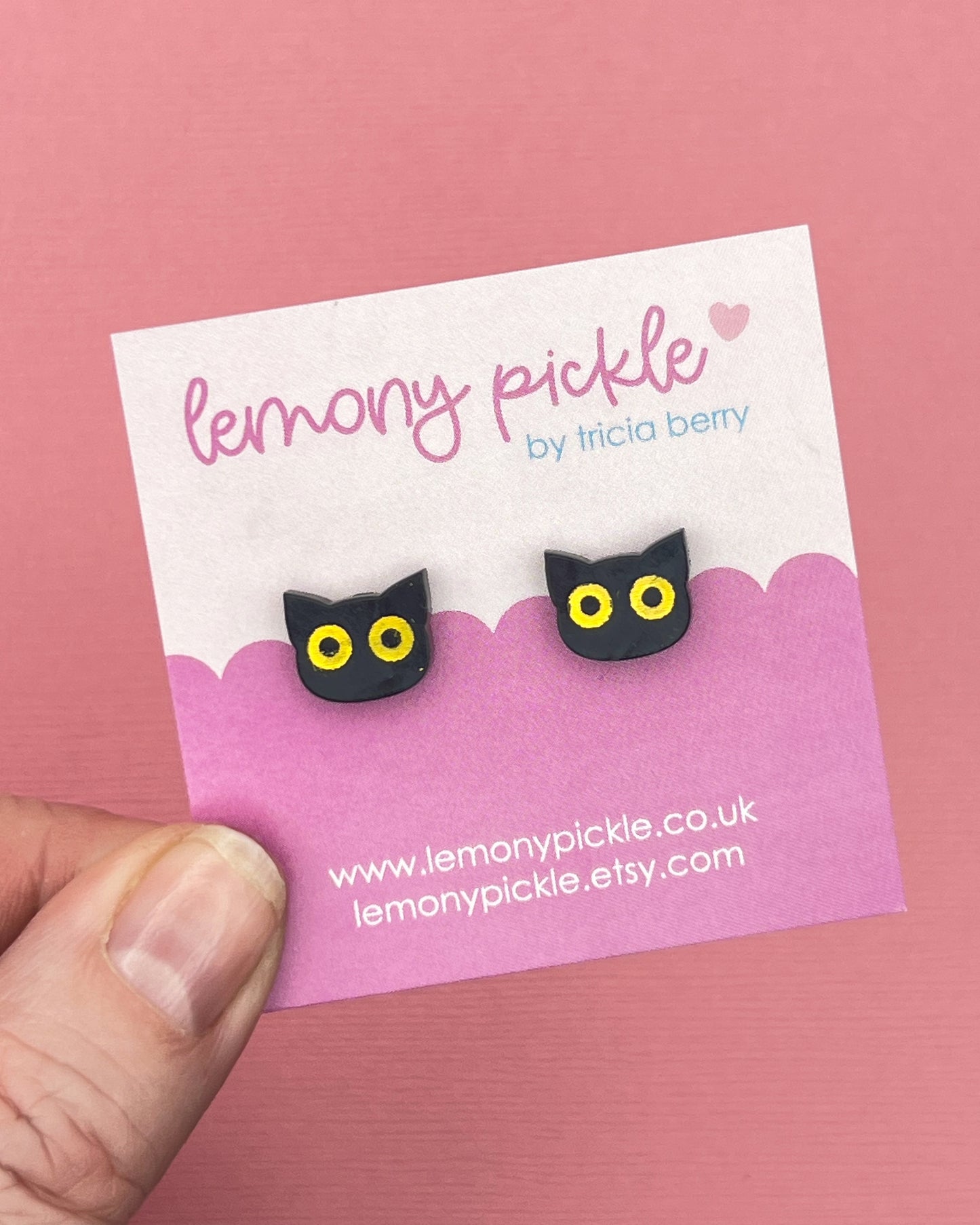 Black Cat | Handpainted Acrylic Studs