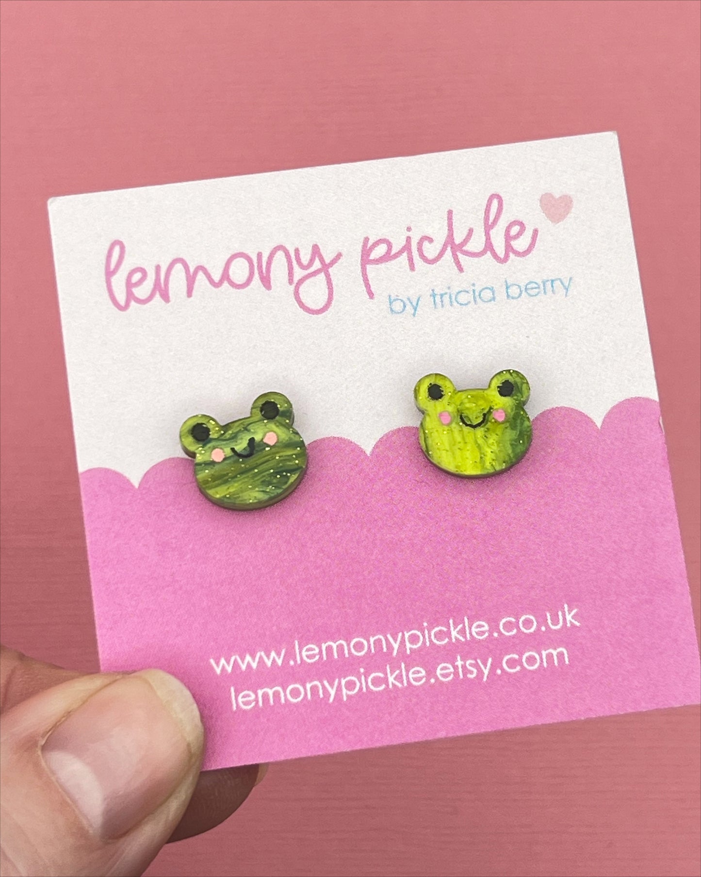 Cute Frog Earrings | Handpainted Acrylic Studs