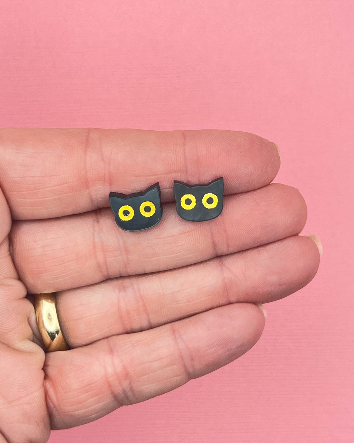 Black Cat | Handpainted Acrylic Studs