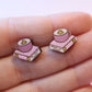 Coffee and Book Earrings | Hand Painted Wooden Studs