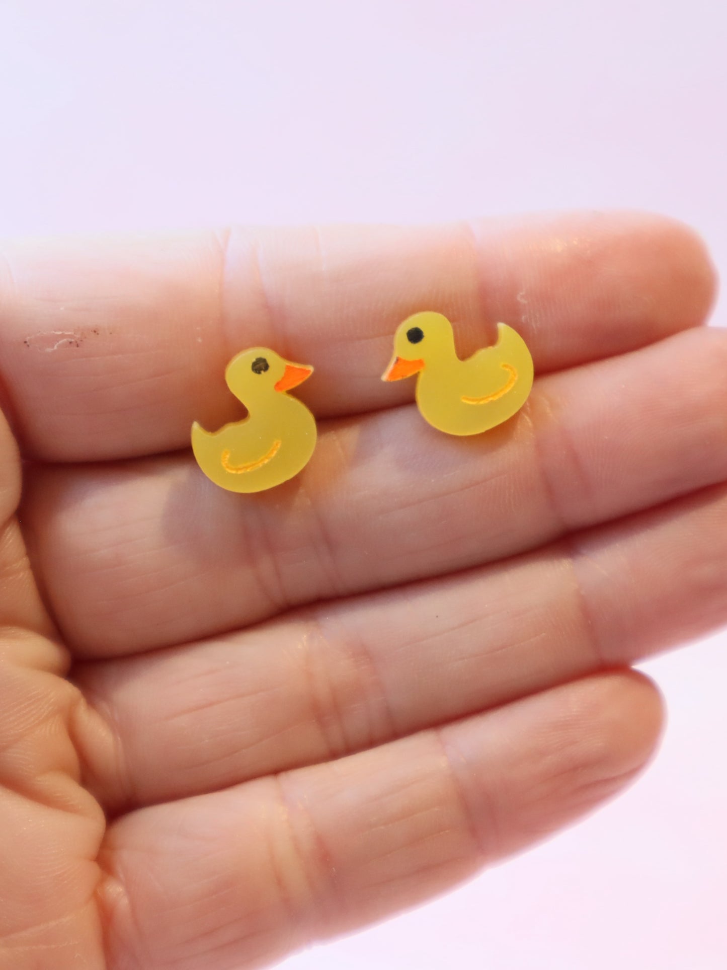 Rubber Duck Earrings | Hand Painted Acrylic Studs