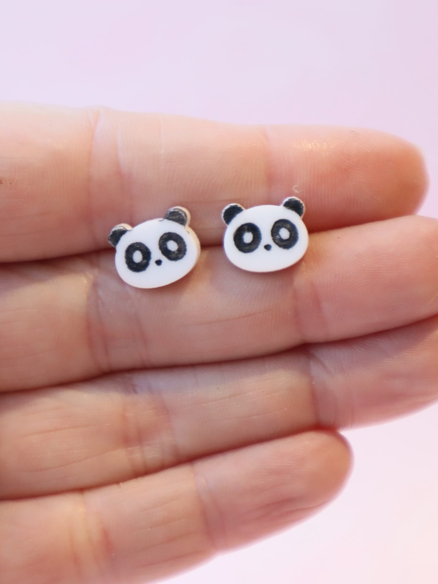 Panda Earrings | Handpainted Acrylic Studs