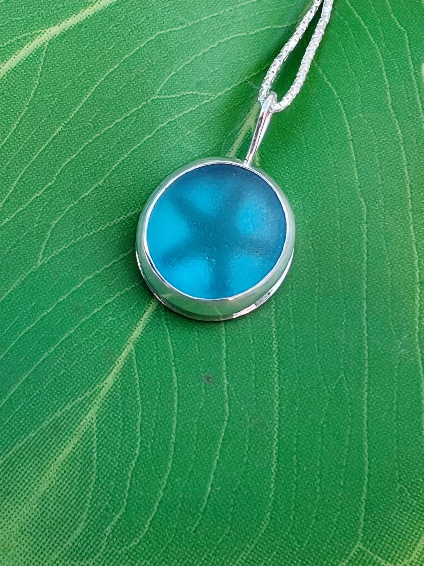 Azure Sea | Seaglass and Sterling Silver Pendant