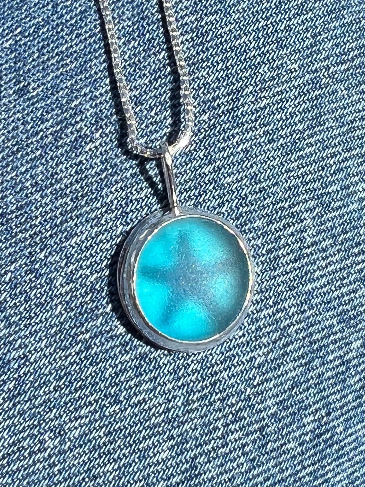 Azure Sea | Seaglass and Sterling Silver Pendant