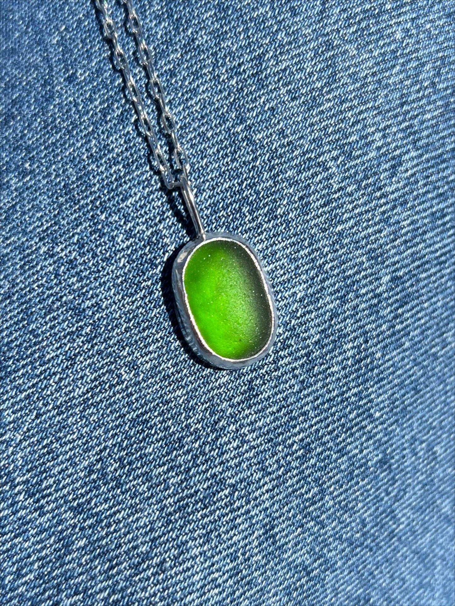 Emerald Deep | Seaglass and Sterling Silver Pendant