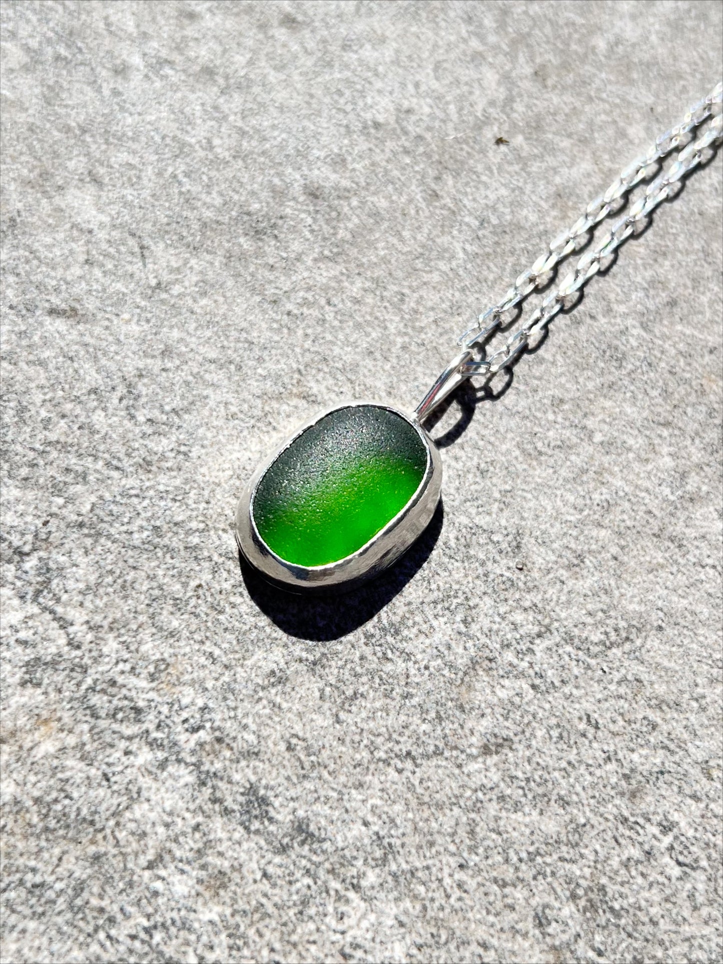 Emerald Deep | Seaglass and Sterling Silver Pendant