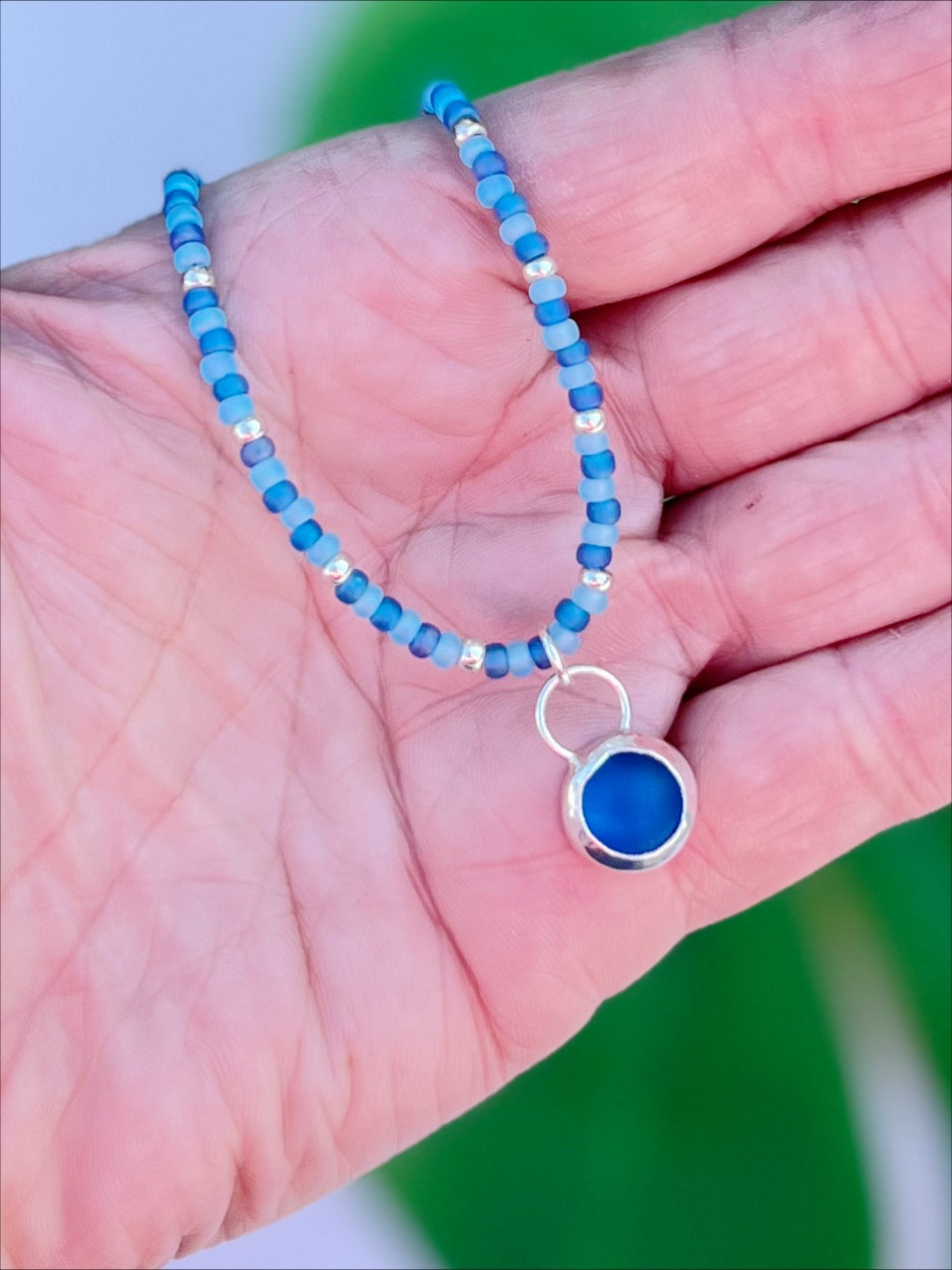 The Mermaid | Seaglass and Sterling Silver Pendant
