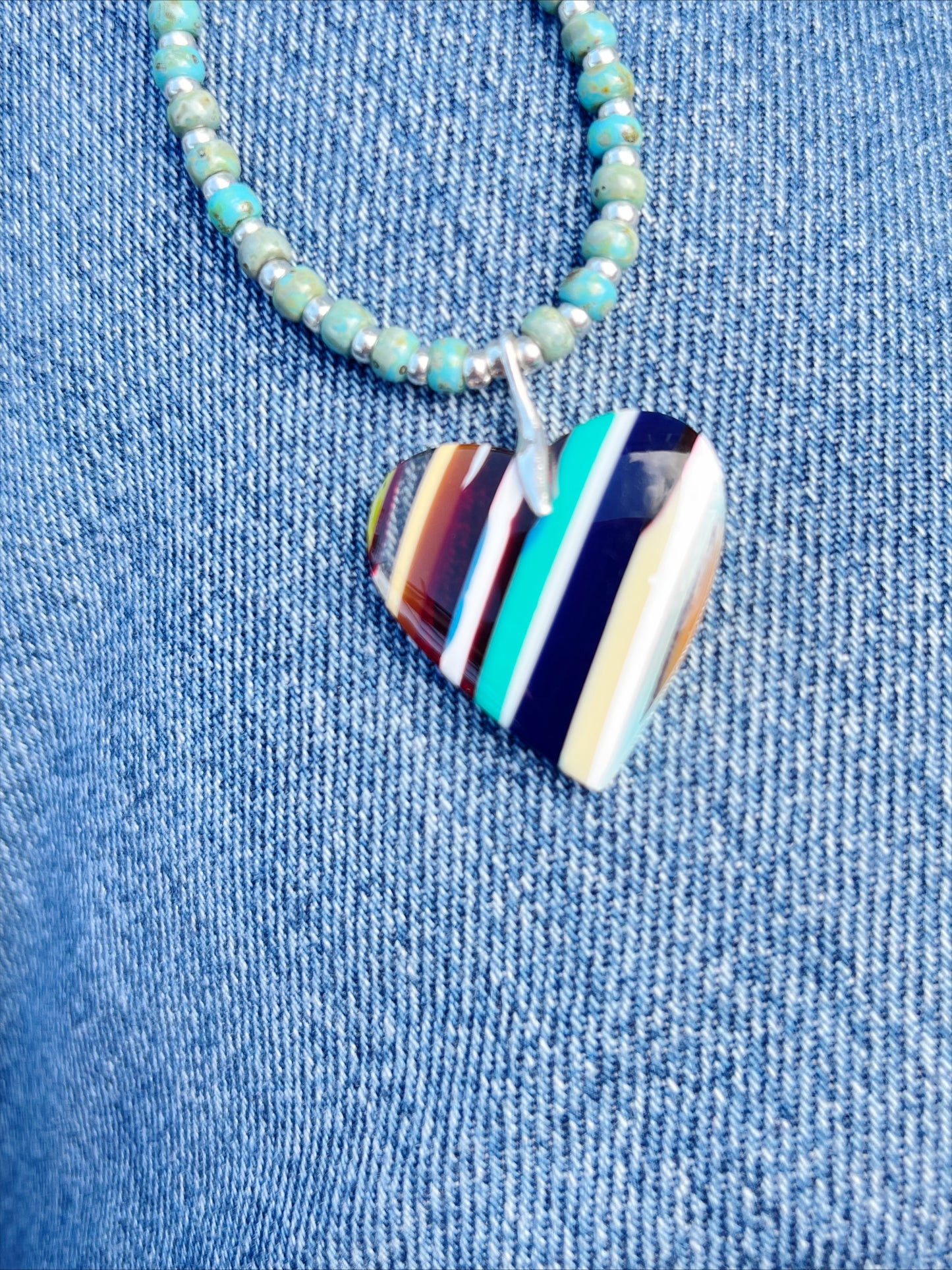 Endless Summer | Surfite and Sterling Silver Heart Pendant