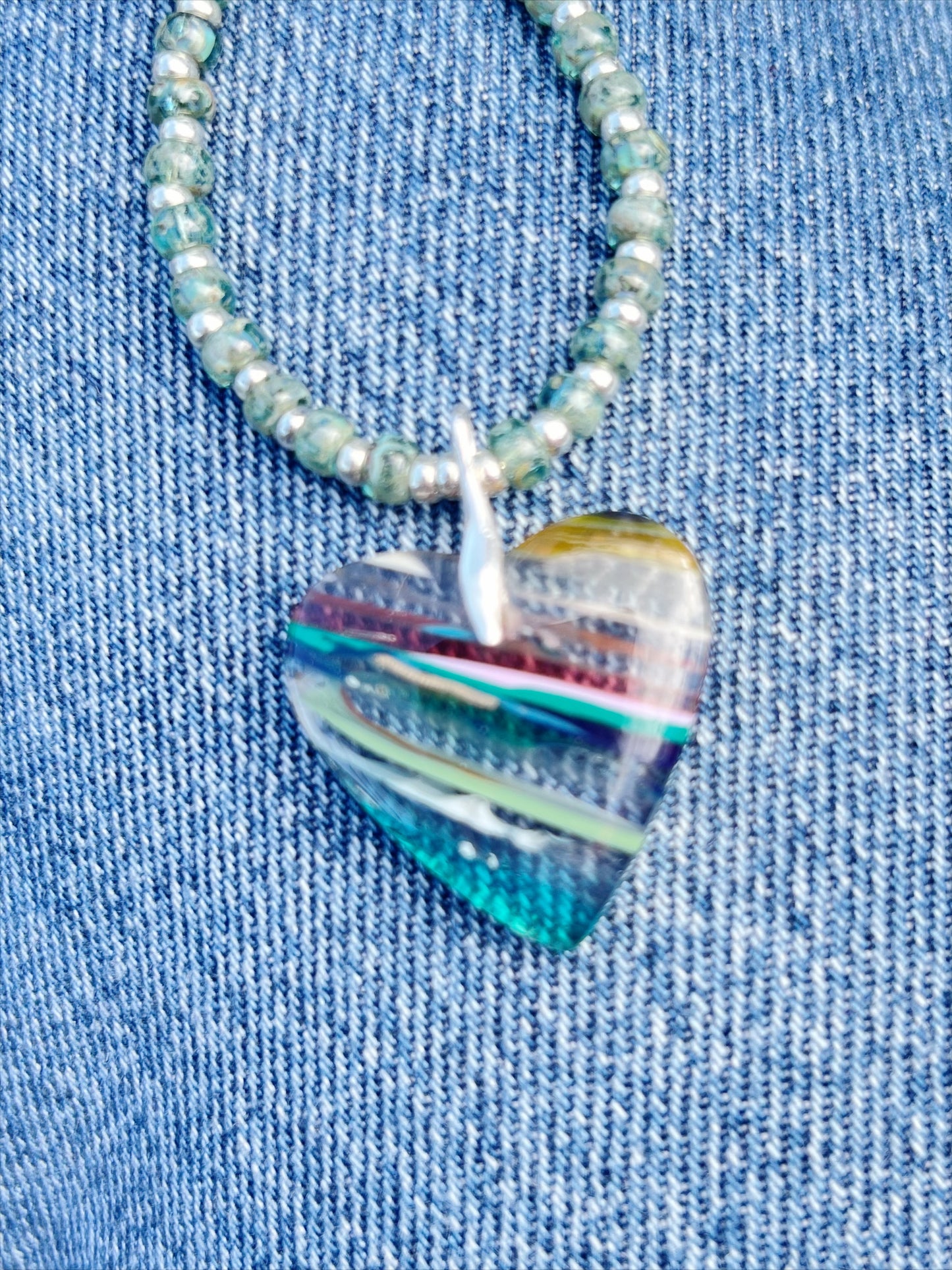 Heart of the Ocean | Surfite and Sterling Silver Heart Pendant