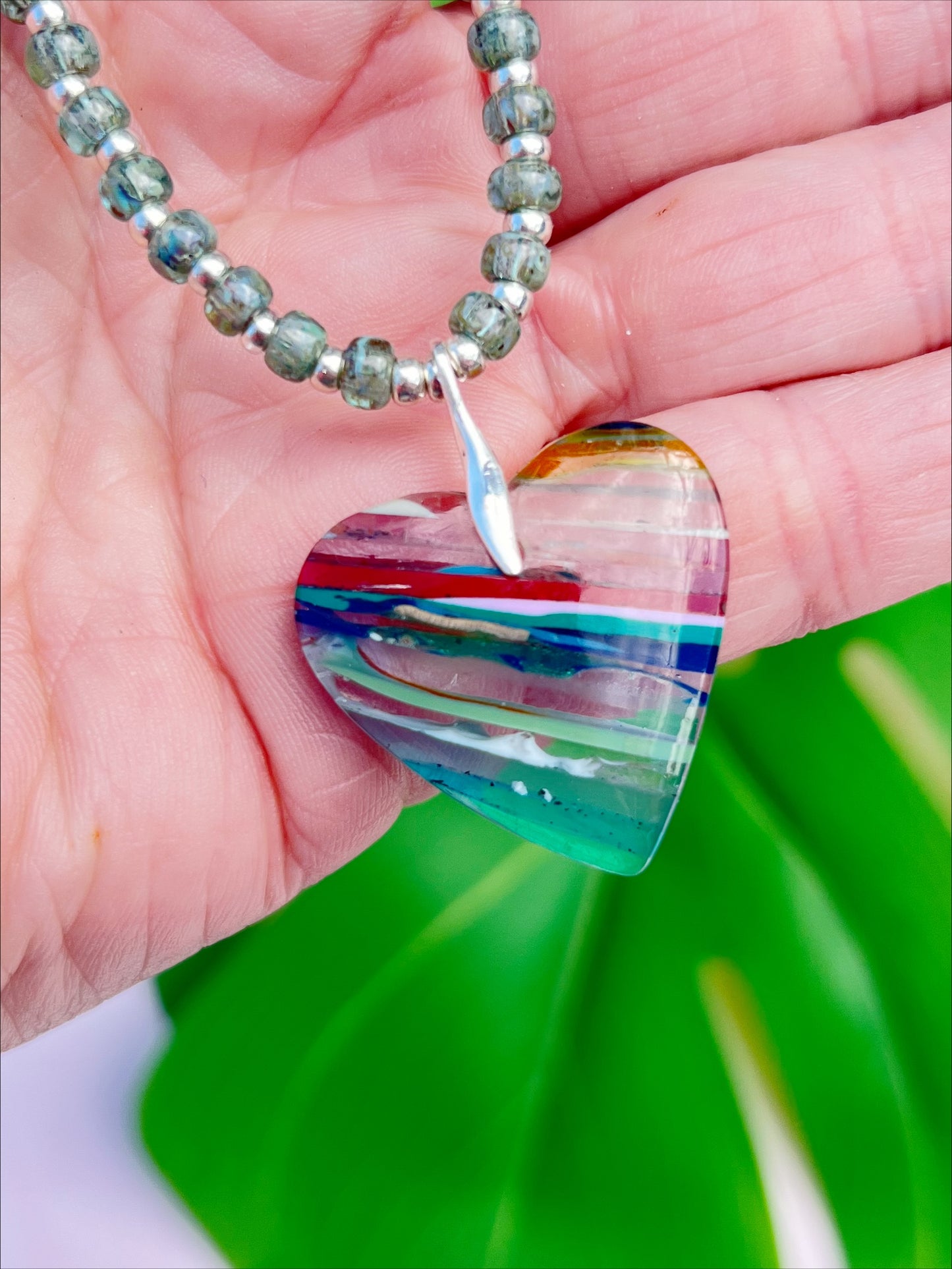 Heart of the Ocean | Surfite and Sterling Silver Heart Pendant