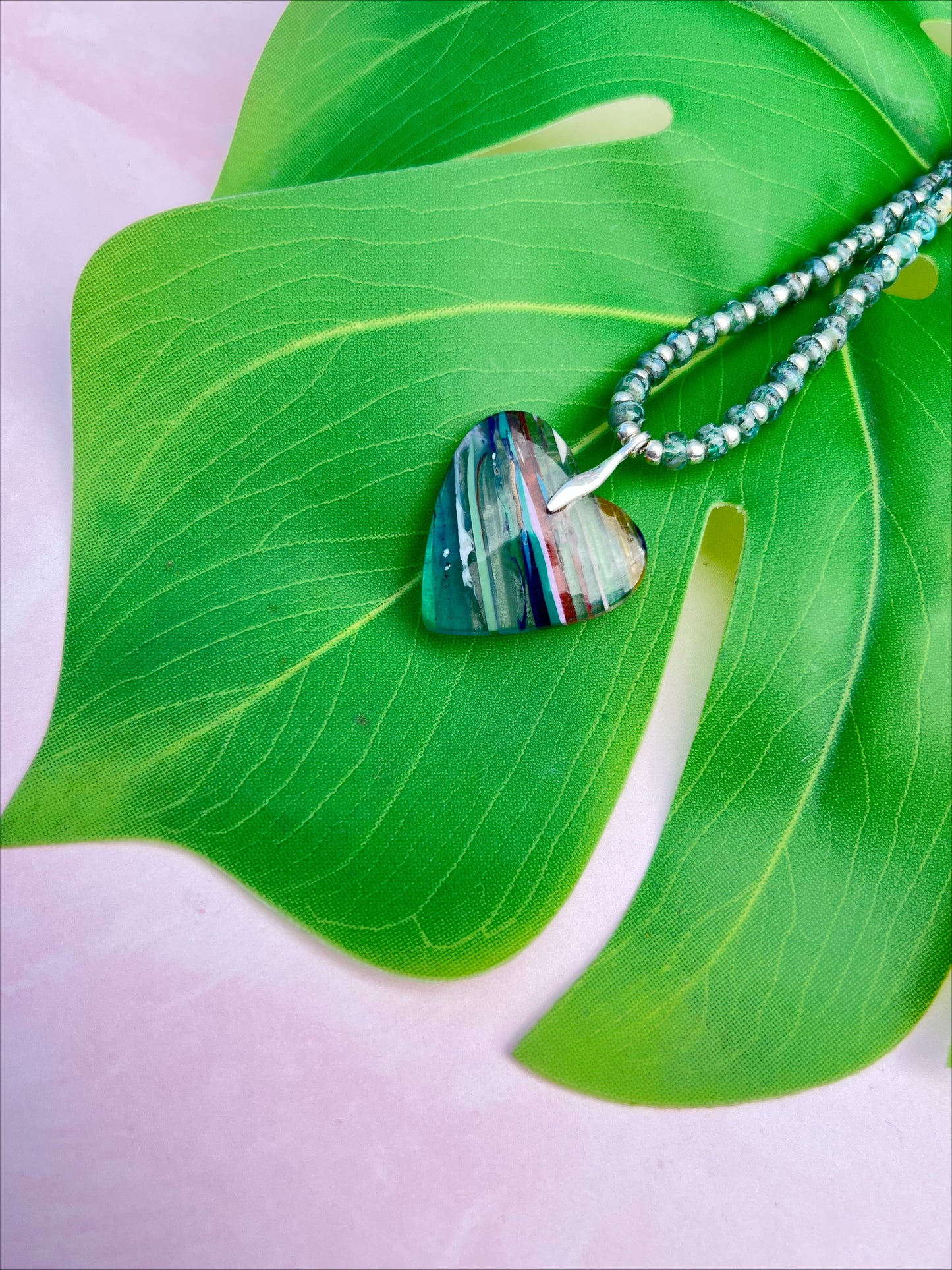 Heart of the Ocean | Surfite and Sterling Silver Heart Pendant