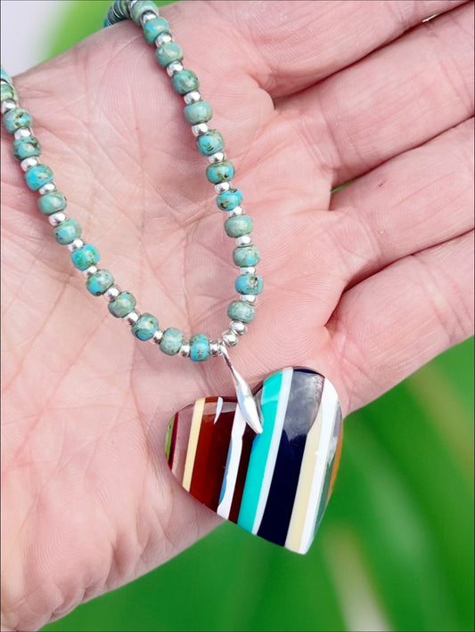 Endless Summer | Surfite and Sterling Silver Heart Pendant