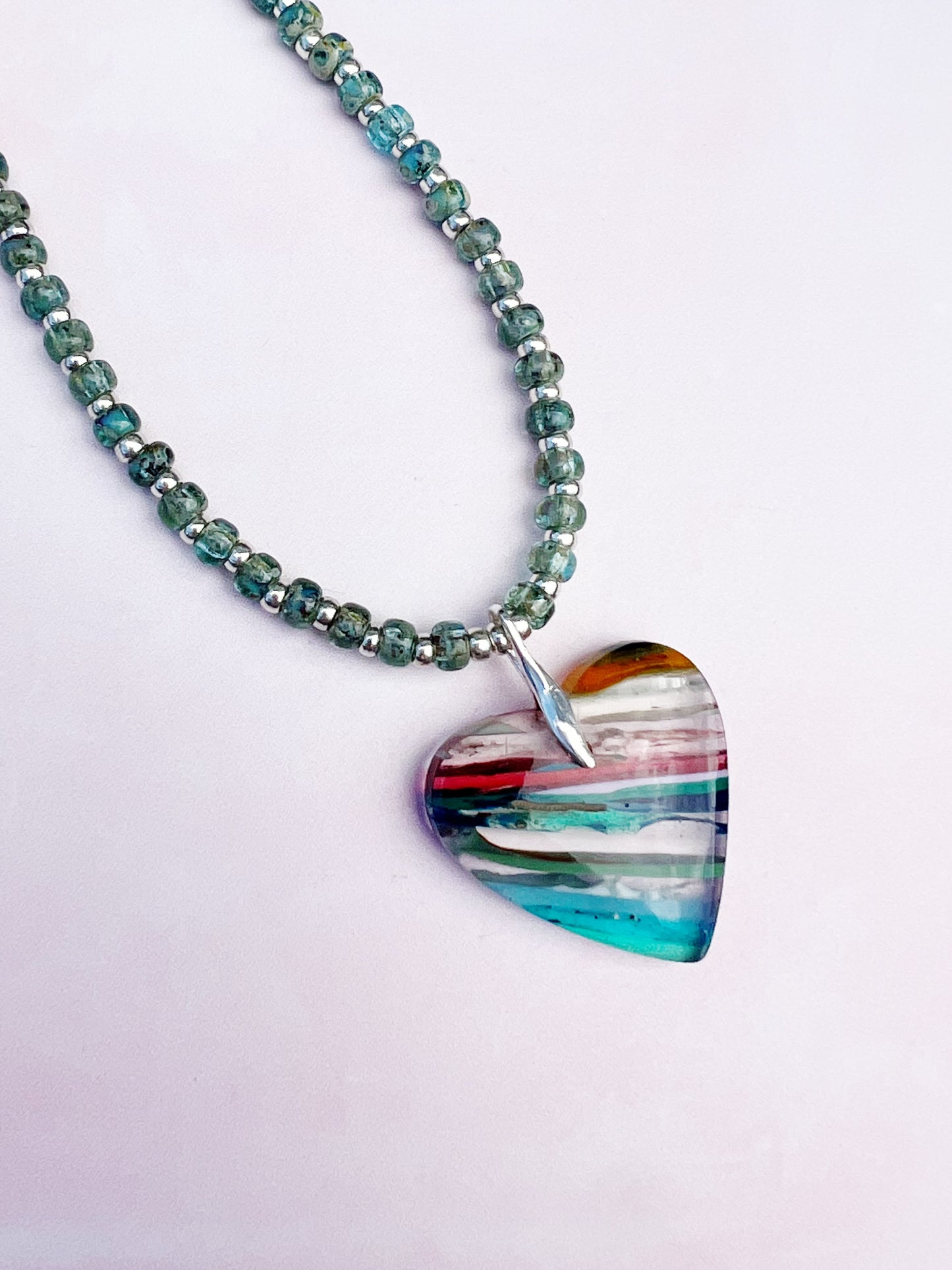 Heart of the Ocean | Surfite and Sterling Silver Heart Pendant