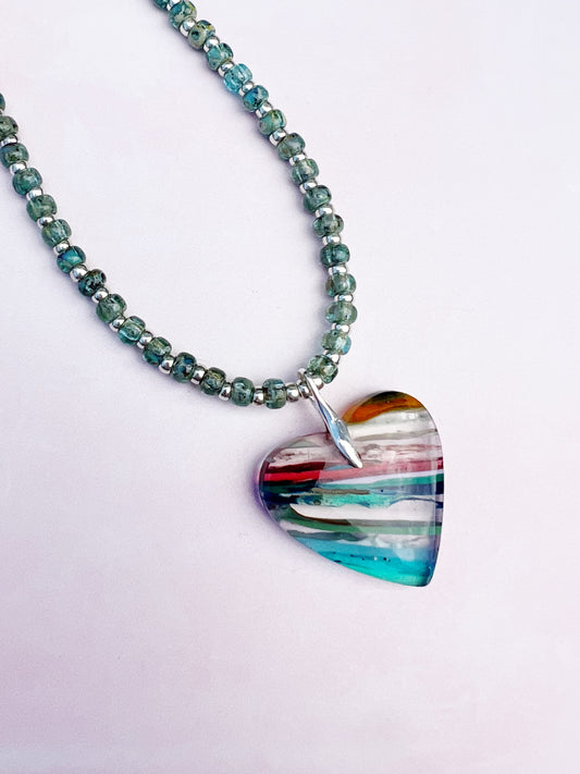 Heart of the Ocean | Surfite and Sterling Silver Heart Pendant