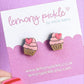 Pink Cupcake Earrings | Handpainted Wooden Studs