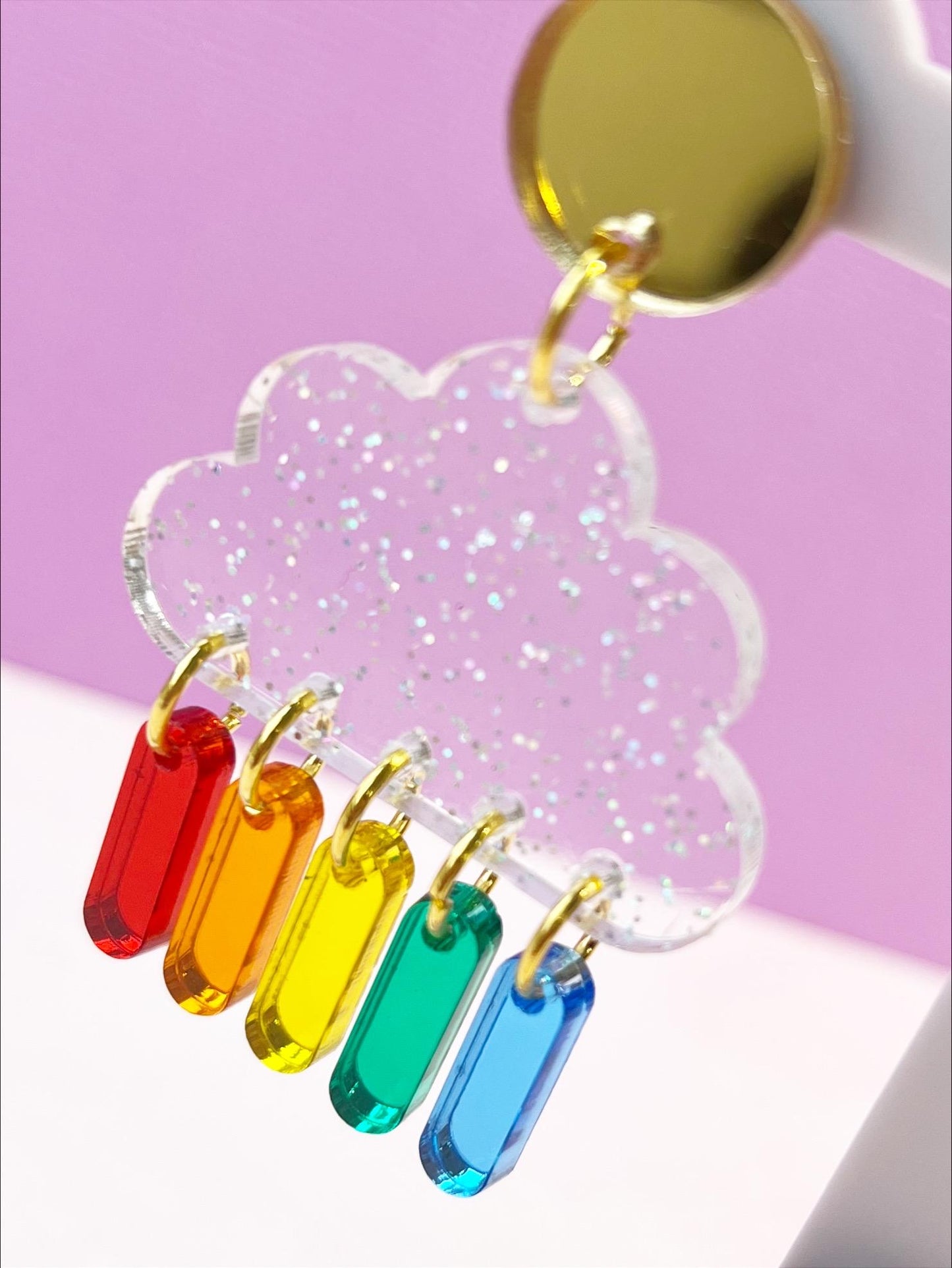 Rainbow Clouds | Acrylic Statement Earrings