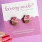 Pink Cupcake Earrings | Handpainted Wooden Studs