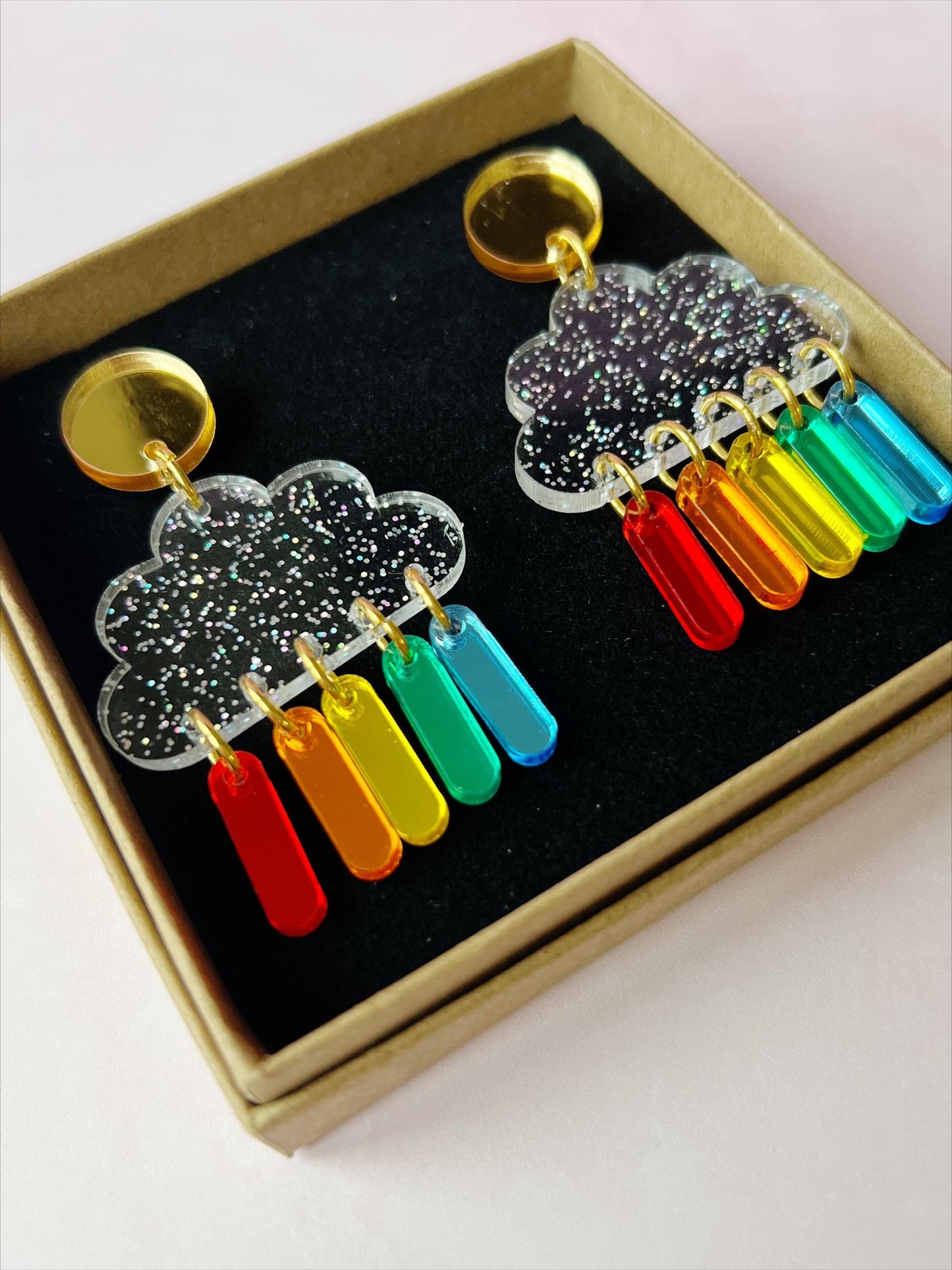 Rainbow Clouds | Acrylic Statement Earrings