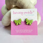 Ribbon Bow Earrings | Handpainted Wooden Studs