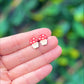 Kawaii Mushroom Earrings | Handpainted Wooden Studs